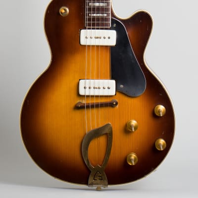 Guild  Aristocrat M-75 Thinline Hollow Body Electric Guitar (1956), ser. #3390, original brown hard shell case. image 3