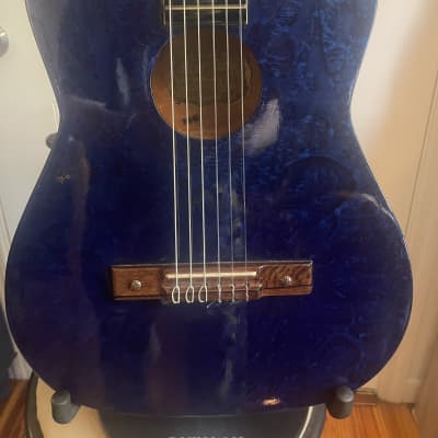 Hot-Rodded! Kay 7020 Classical Guitar 1960’s - USA - High-Gloss Sponge Pattern Refin - Royal Blue Nitro image 22