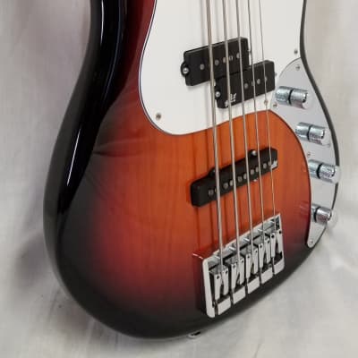 Zon Mosaic Mojo 5 String P/J Electric Bass Guitar, Ash Body, Maple Fingerboard, Brown Sunburst W/ Ba image 3