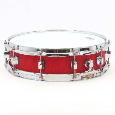 TreeHouse Custom Drums 4x14 Plied Maple Snare Drum with Red Satin Flame Wrap image 4