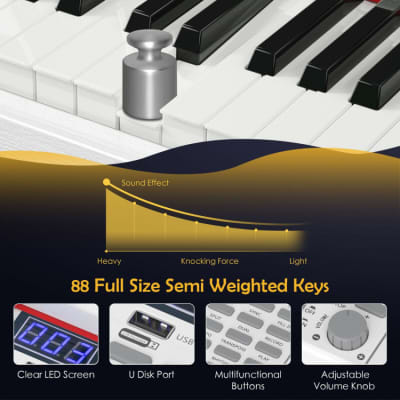 Sonart 88 Key Digital Piano Portable MIDI Semi-Weighted Keyboard