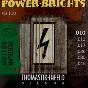 Thomastik-Infeld	PB110 Power Brights Regular Bottom Magnecore Round-Wound Guitar Strings - Medium Light (.10 - .45)