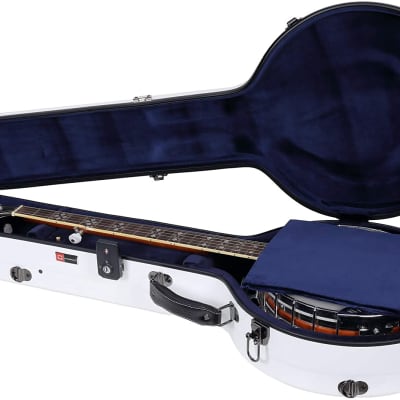 Crossrock 5 String Banjo Hard Case, Bluegrass Banjo Fiberglass Hardshell  Flight Case, White image 5
