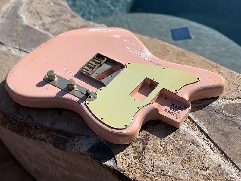 Real Life Relics Telemaster Body with Neck Humbucker Aged Shell Pink Nitro  with Pickguard