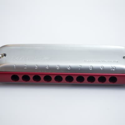 Kongsheng Mars with Aluminum Comb 10 Hole Diatonic Harmonica Red Comb + Silver Covers Key of D