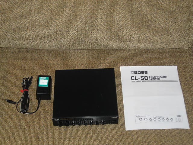 used (a little less than light average wear) Boss CL-50 Compressor Limiter (Half Rack size) + original Boss AC Adaptor & printout copy of Owner's Manual, from December 2000 (NO box / NO original paperwork) image 1