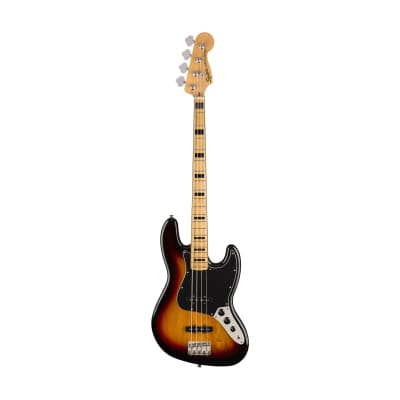 Squier Classic Vibe 70s Jazz Bass Guitar, Maple FB, 3-Tone Sunburst image 1