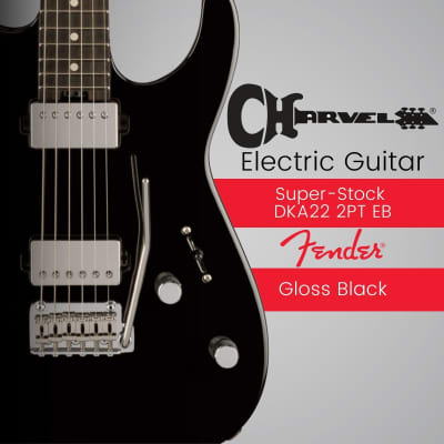 Charvel Super-Stock DKA22 2PT EB Electric Guitar (Gloss Black) - High-Performance Metal Electric Guitar and Ebony Fingerboard Bundle with Charvel Hardshell Case image 2