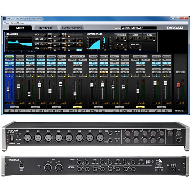 TASCAM US-16X8 Rackmount Digital Interface with Control Panel