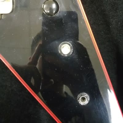 Fernandes Flying V 6 String Electric Black Guitar with Red Trim and Hard Case image 4