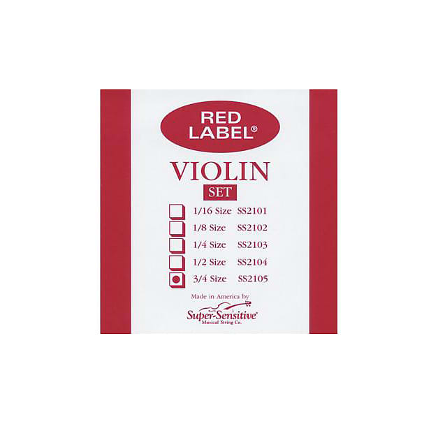 Super Sensitive SS2105 3/4 Red Label Violin String Set image 1