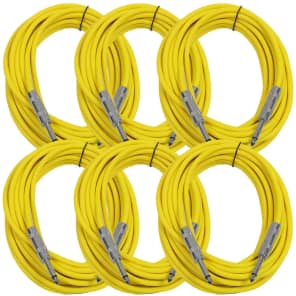 Seismic Audio SASTSX-25YELLOW-6PK 1/4" TS Instrument/Patch Cable - 25' (6-Pack)