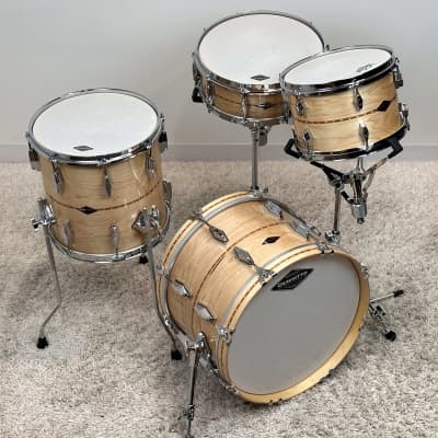 Craviotto 18/11/13/5x14" VIDEO Solid Maple 2024 - Gloss Maple w/ Mahogany Inlay image 5