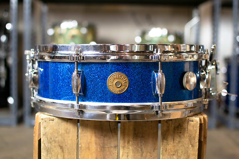 1960s Gretsch 4x14 Progressive Jazz Blue Sparkle Snare Drum