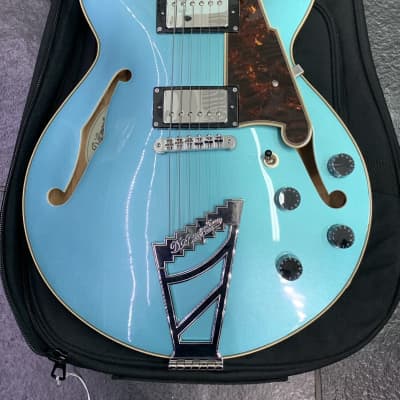 D’Angelico New York DAPSSOTCTCB Premier Blue Hollow Body Electric Guitar 6 String w/ Soft Case image 4