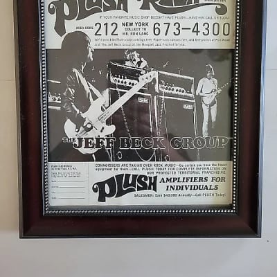 1969 Plush Amplifiers Promotional Ad Framed The Jeff Beck Group Jeff Playing a 1959 Les Paul RARE for sale