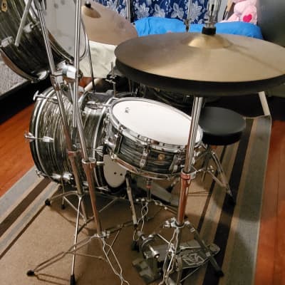 Ludwig Classic Maple Fab Outfit 9×12 / 14x14 / 14x20 Drum Set 1966 - Black Oyster Pearl image 4