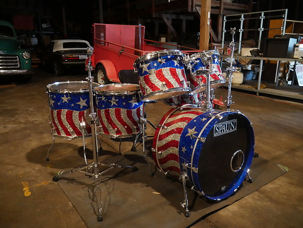Spaun Custom 2000's American Flag Complete Drum Set image 1