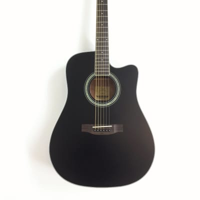 Haze CD60MCBK Dreadnought Cutaway Sapele Acoustic Guitar Black with for sale