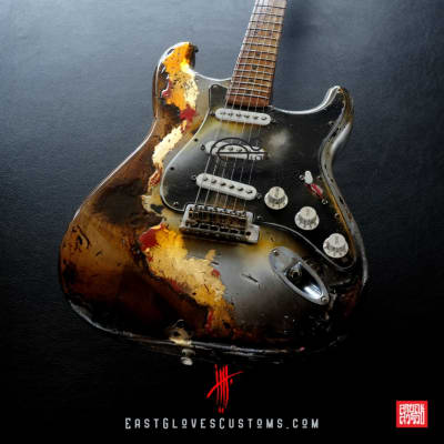 Fender Stratocaster Metallic Silver Gray/Gold Leaf Heavy Aged Relic by East Gloves Customs image 1