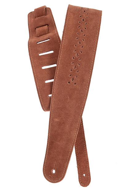 Planet Waves Vented Leather Guitar Strap, Camel Suede Rosette image 1