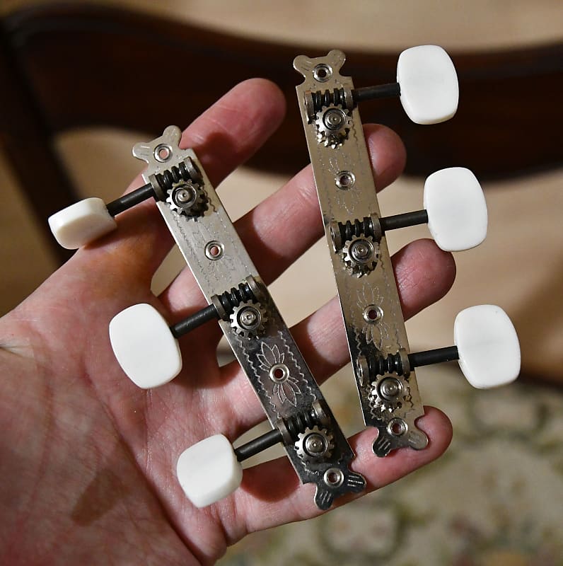 Vintage NOS German Guitar Tuning Machines, 1950s Nickel Reverb