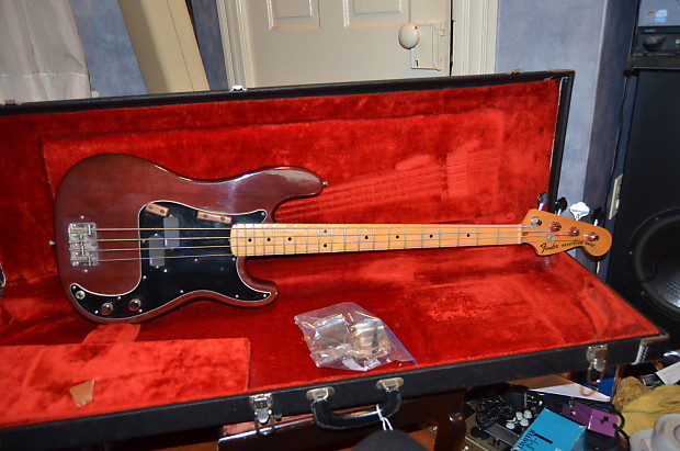 vintage 1970's fender precision bass guitar, has been modded. image 1