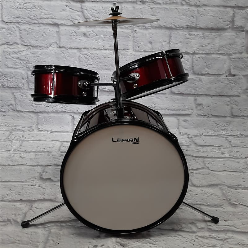 Legion 3pc Junior Drum Set Kit Red Reverb
