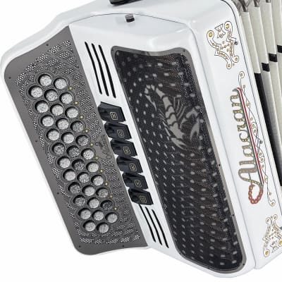 Alacran Accordion 34 Button 12 Bass Two Tone FBE/EAD White Satin image 2