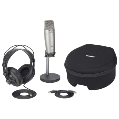 Samson C01U Podcast Pack w Pro USB Studio Condenser Microphone, Headphones, Case for sale