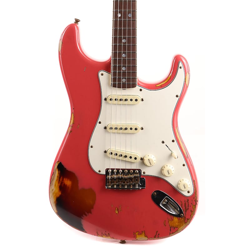 Fender Custom Shop Limited Edition 1967 Stratocaster Heavy Relic Aged Fiesta Red over 3-Tone Sunburst 2022 image 1