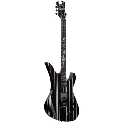 Schecter Synyster Custom S Electric Guitar Black With Silver Stripes image 4