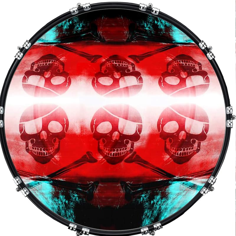Custom Graphical 22 Kick Bass Drum Head Skin -Jolly Roger Abstract