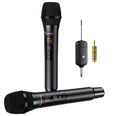 JAMELO Wireless Microphone, UHF Dual Cordless Professional Microphone  System with Rechargeable Receiver, Cardioid Handheld Dynamic Karaoke Mic  for
