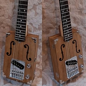 NEW Carl's Custom HandmadePro Quality 6 String Cigar Box Electric Guitar w/Opening Body image 4