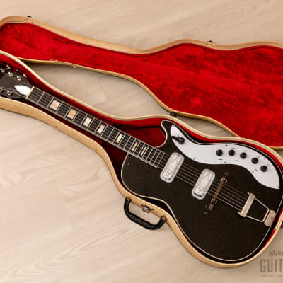 1962 Silvertone Stratotone Jupiter 1423 Vintage Guitar by Harmony USA w/ DeArmond Gold Foils, Case image 20