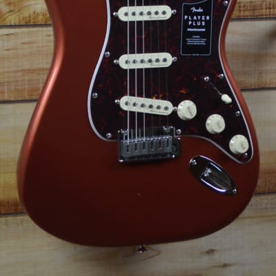 Used Fender Player Plus Stratocaster Aged Candy Apple Red w/Soft Case image 3
