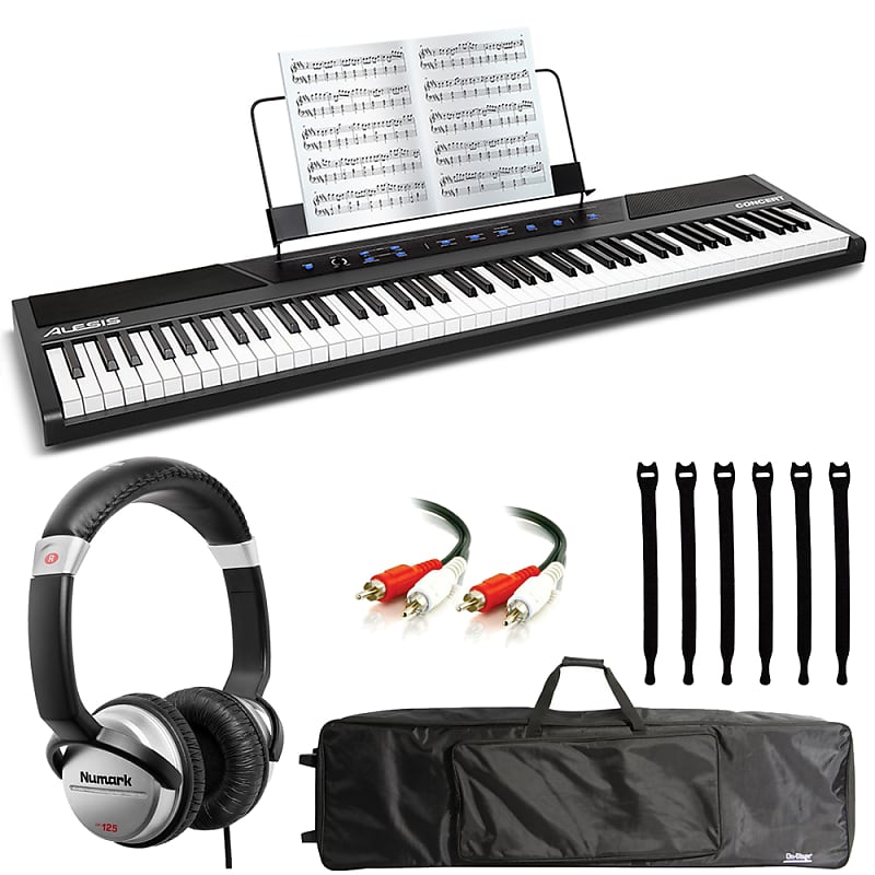 Alesis Concert 88-Key Digital Piano + Numark DJ Headphones + Keyboard Bag + Audio Cable image 1