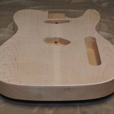 Unfinished Telecaster Body Book Matched Figured Flame Maple Top 2 Piece Alder Back Chambered, Standard Tele Pickup Routes 4lbs 1.3oz! image 7