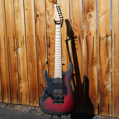 Schecter DIAMOND SERIES Miles Dimitri Baker SVSS-7 FR - Crimson Red Burst Satin Left Handed 7-String Electric Guitar (2023) image 2