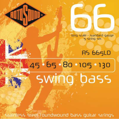 ROTOSOUND RS665LD Swing Bass 045-130 Stainless Steel. Saiten für 5-String E-Bass for sale