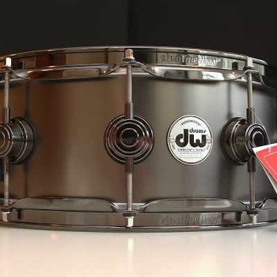 DW Collectors Satin Black Over Brass 5.5" x 14" Snare Drum w/ VIDEO! image 2