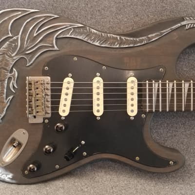 Art Guitar! Very Cool Hand Carved Custom Built Dragon Strat Style With HSC image 2