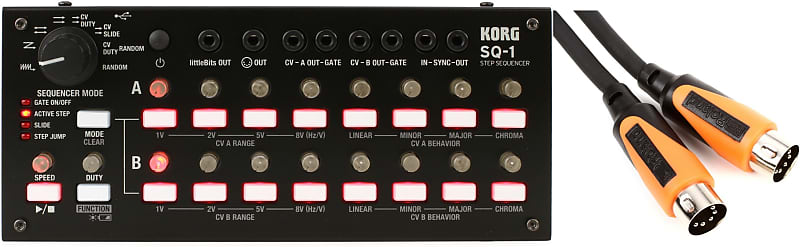 Roland RMIDI-B3 Black Series MIDI Cable - 3 foot Bundle with Korg SQ-1 Step Sequencer and Sync Box image 1