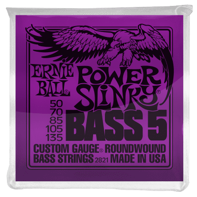 Ernie Ball Power Slinky Nickel Wound 5 String Electric Bass Strings 50-135 image 1