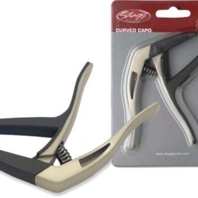 Stagg SCPX-CU/BG Beige Curved Trigger Clamp Style Spring Steel Guitar Capo for sale