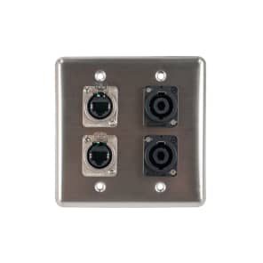 OSP Q-4-2E2SP Quad Wall Plate with 2 Tactical Ethernet and 2 Speakon Connectors