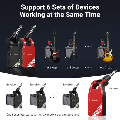 LEKATO Wireless Guitar System with Charging Box Rechargeable Wireless  Guitar Transmitter Receiver 2.4Ghz Wireless Audio System for Electric  Guitar
