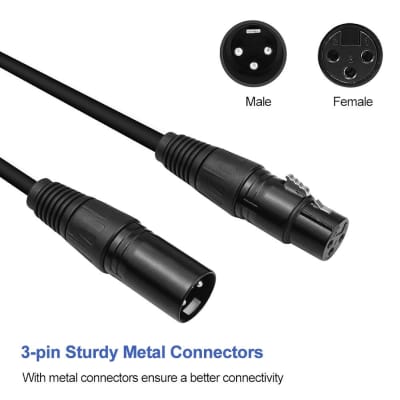 4Pack 3 Pin DMX Cables Male Female XLR Patch Cables, Cable DMX 1.2m 4ft XLR  Male to XLR Female Light DMX Cable with 3 Pin Connector, Short DMX Cable