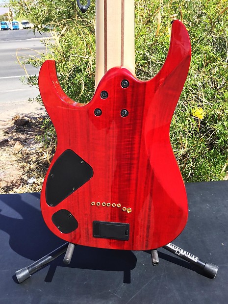 Ibanez レッドエレキギター Ibanez RGIX28FEQM Iron Label 8-String in Burgundy Wine - The